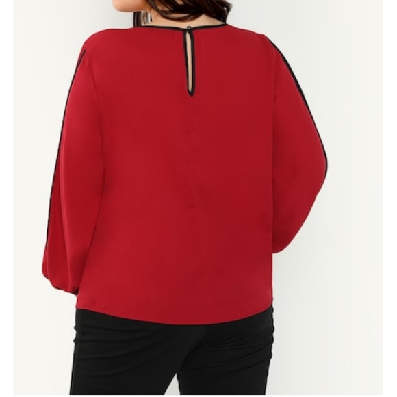 NWT Burgundy With Black Contrast Binding Top - Picture 2 of 3